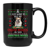 I Just Want To Hug My English Bulldog Dog Christmas Black Coffee Mug - Black
