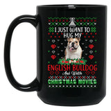 I Just Want To Hug My English Bulldog Dog Christmas Sweat Black Gift Coffee Mug