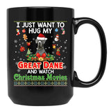 I Just Want To Hug My Great Dane Dog And Watch Essential Black Coffee Mug - Black