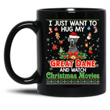 I Just Want To Hug My Great Dane Dog And Watch Pullover Hoodie Black Gift Coffee Mug
