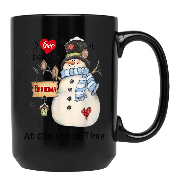 I Love Being A Grandma At Christmas Time Womens Black Gift Coffee Mug - Black
