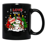 I Love Being A Grandma Christmas Black Gift Coffee Mug - Black
