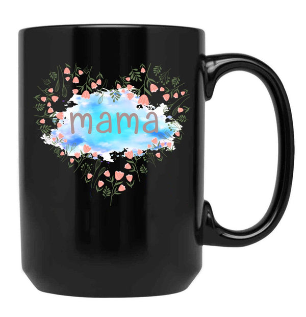 I Love Mama Black Coffee Mug - Black