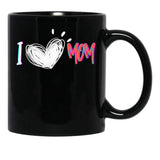 I Love Mom Heartfelt Tribute Black Coffee Mug - Black