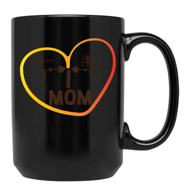 I Love Mom Premium Mug Black Coffee Mug - Black