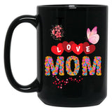 I Love Mom Design Black Gift Coffee Mug