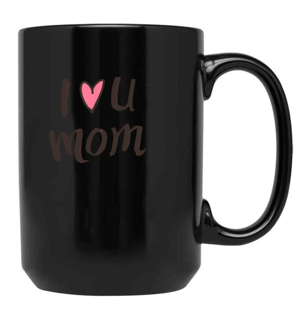 I Love Mom Black Coffee Mug - Black