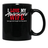 I Love My Awesome Wife Valentines Day Gift Husband 2 Black Coffee Mug - Black
