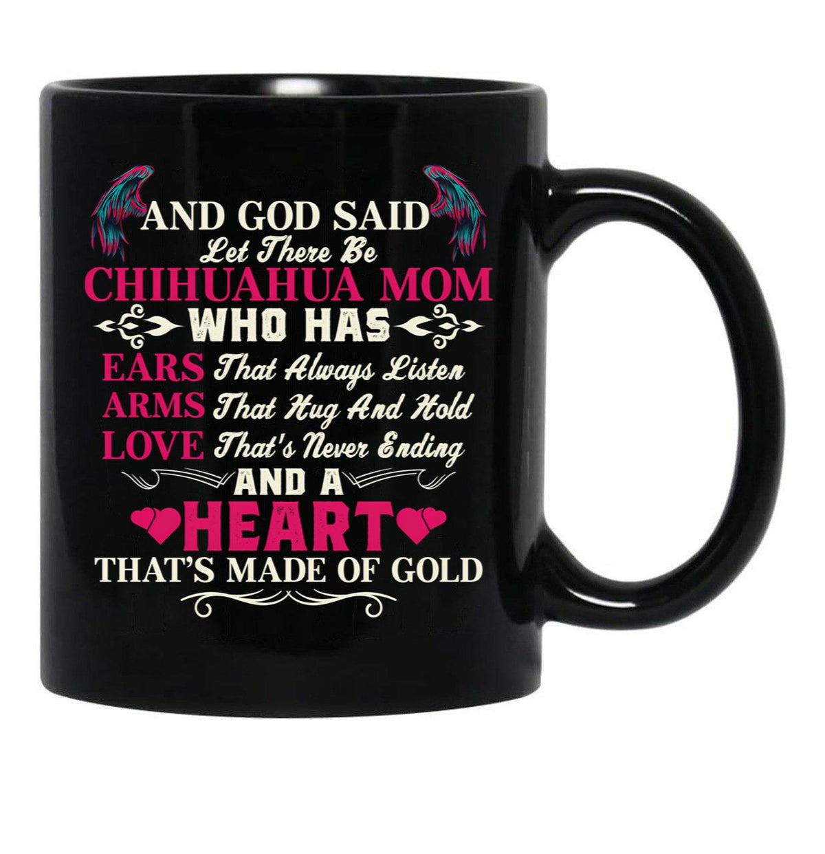 I Love My Dogs Chihuahua Mom Black Coffee Mug - Black