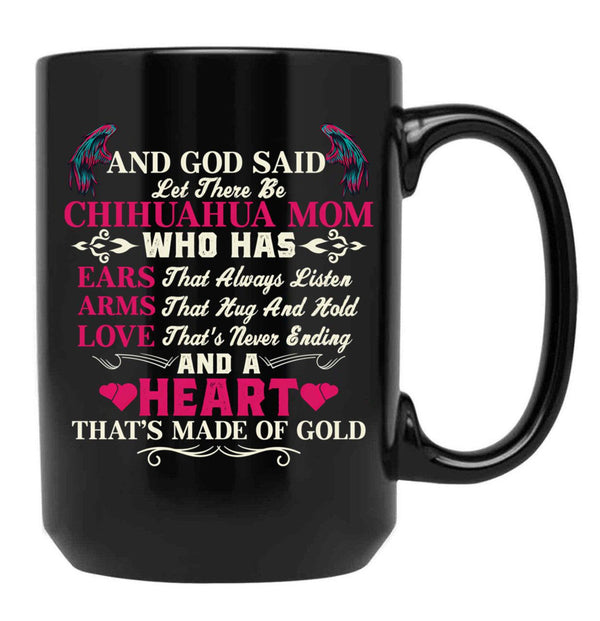 I Love My Dogs Chihuahua Mom Black Coffee Mug - Black