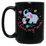 I Love My Elephant Mama Cute Mama And Baby Elephant Black Gift Coffee Mug