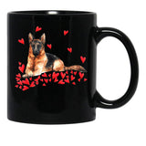 I Love My German Shepherd Dog Dog Mom Dog Dad Valentine Black Coffee Mug - Black