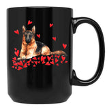 I Love My German Shepherd Dog Dog Mom Dog Dad Valentine Black Coffee Mug - Black