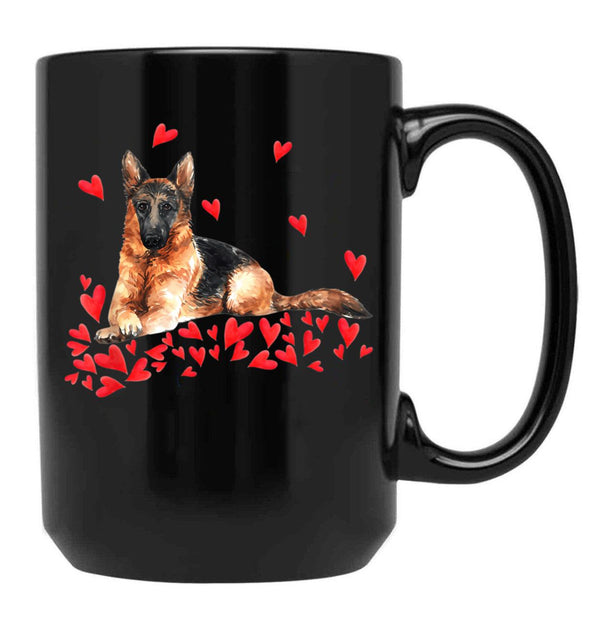 I Love My German Shepherd Dog Dog Mom Dog Dad Valentine Black Gift Coffee Mug - Black