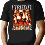 I Tried It At Home Screaming Skeleton Bootleg Graphic T-Shirt - Black