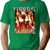 I Tried It At Home Screaming Skeleton Bootleg Graphic T-Shirt - Green