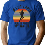 If I Collapse Please Pause My Watch (1) Minimalist Graphic T-Shirt - Unisex Streetwear Tee - Blue