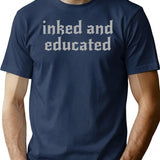 Inked And Educated Traditional Tattoo Minimalist Graphic T-Shirt - Unisex Streetwear Tee - Navy
