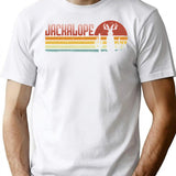 Jackalope Retro Stripes - Funny Vintage Desert Cryptid Gift Minimalist Graphic T-Shirt - Unisex Streetwear Tee - White