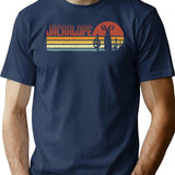 Jackalope Retro Stripes - Funny Vintage Desert Cryptid Gift Minimalist Graphic T-Shirt - Unisex Streetwear Tee - Navy