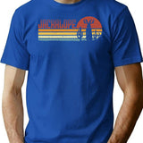 Jackalope Retro Stripes - Funny Vintage Desert Cryptid Gift Minimalist Graphic T-Shirt - Unisex Streetwear Tee - Blue