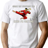 Kung Fu Fighting Minimalist Graphic T-Shirt - Unisex Streetwear Tee - White