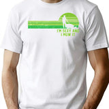 Lawn Mowing Landscaping Im Sexy And I Mow It (1) Minimalist Graphic T-Shirt - Unisex Streetwear Tee - White