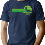 Lawn Mowing Landscaping Im Sexy And I Mow It (1) Minimalist Graphic T-Shirt - Unisex Streetwear Tee - Navy