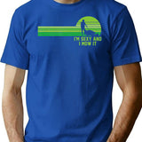 Lawn Mowing Landscaping Im Sexy And I Mow It (1) Minimalist Graphic T-Shirt - Unisex Streetwear Tee - Blue