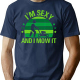 Lawn Mowing Landscaping Im Sexy And I Mow It Minimalist Graphic T-Shirt - Unisex Streetwear Tee - Navy