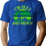 Lawn Mowing Landscaping Im Sexy And I Mow It Minimalist Graphic T-Shirt - Unisex Streetwear Tee - Blue