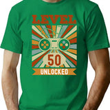 Level 50 Unlocked Funny 50Th Birthday Minimalist Graphic T-Shirt - Unisex Streetwear Tee - Green