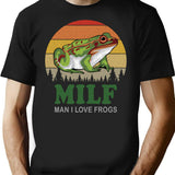 Milf Man I Love Frogs Minimalist Graphic T-Shirt - Unisex Streetwear Tee - Black