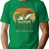 Milf Man I Love Frogs Minimalist Graphic T-Shirt - Unisex Streetwear Tee - Green