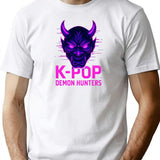Neon K-Pop Demon Hunters Of Darkness T-Shirt for Men & Women, T-Shirts Graphic Tee - White
