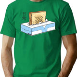 Nichijou - Tissue Box Toaster Minimalist Graphic T-Shirt - Unisex Streetwear Tee - Green