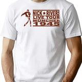 Nick Rivers On Tour Vintage Minimalist Graphic T-Shirt - Unisex Streetwear Tee - White