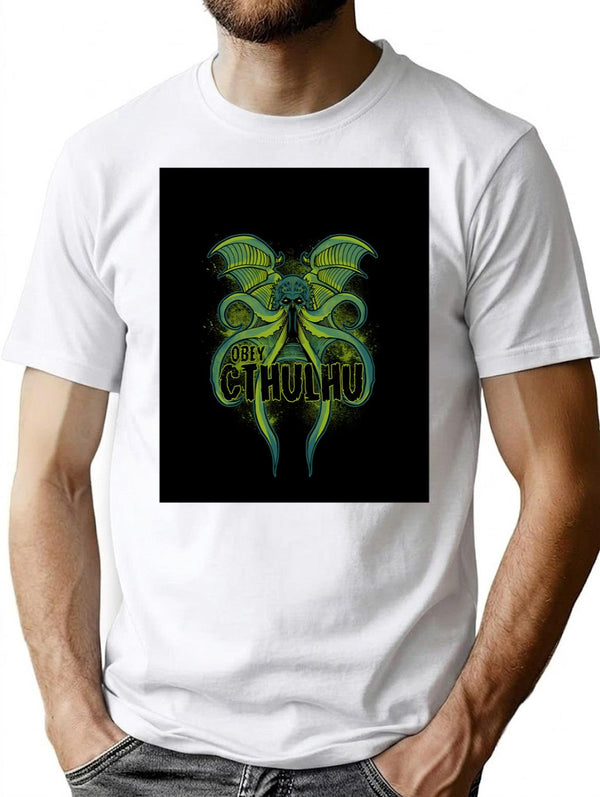 Obey The Cthulhu T-Shirt for Men & Women, T-Shirts Graphic Tee - White