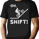Oh Shift - Funny Mountain Bike Design Minimalist Graphic T-Shirt - Unisex Streetwear Tee - Black