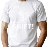 Oh Shift - Funny Mountain Bike Design Minimalist Graphic T-Shirt - Unisex Streetwear Tee - White