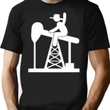 Oil Rig Cowboy Minimalist Graphic T-Shirt - Unisex Streetwear Tee - Black