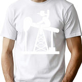 Oil Rig Cowboy Minimalist Graphic T-Shirt - Unisex Streetwear Tee - White