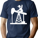 Oil Rig Cowboy Minimalist Graphic T-Shirt - Unisex Streetwear Tee - Navy