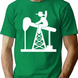 Oil Rig Cowboy Minimalist Graphic T-Shirt - Unisex Streetwear Tee - Green