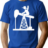 Oil Rig Cowboy Minimalist Graphic T-Shirt - Unisex Streetwear Tee - Blue