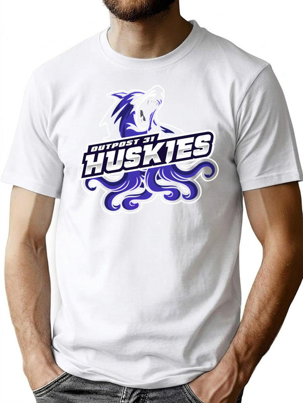 Outpost 31 Huskies T-Shirt for Men & Women, T-Shirts Graphic Tee - White