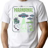 Paranormal Bigfoot Ghosts Aliens Sasquatch Ufo Halloween T-Shirt for Men & Women, T-Shirts Graphic Tee - White