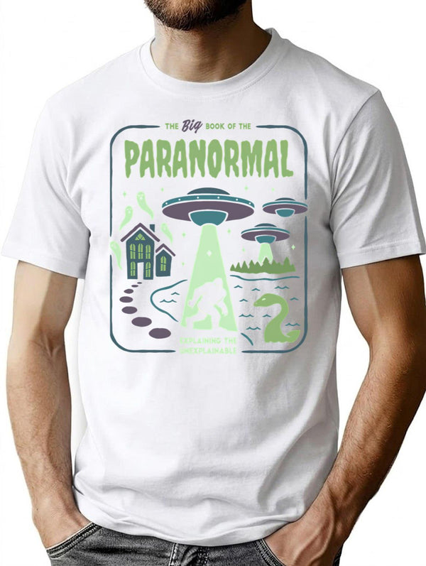 Paranormal Bigfoot Ghosts Aliens Sasquatch Ufo Halloween T-Shirt for Men & Women, T-Shirts Graphic Tee - White
