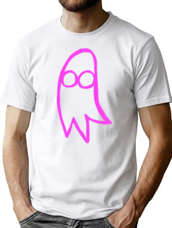 Pink Opaque Ghost I Saw The Tv Glow T-Shirt for Men & Women, T-Shirts Graphic Tee - White