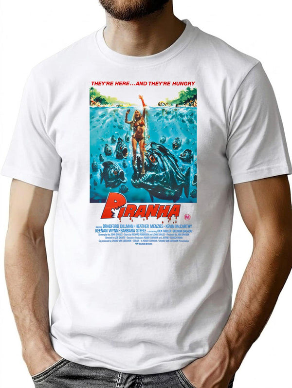 Piranha T-Shirt for Men & Women, T-Shirts Graphic Tee - White